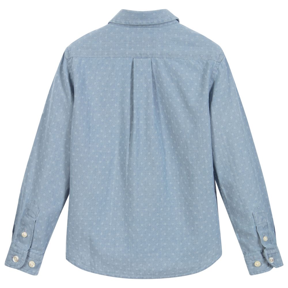 هاكيت London-Blue Cotton Shirt | Childrensalon Outlet