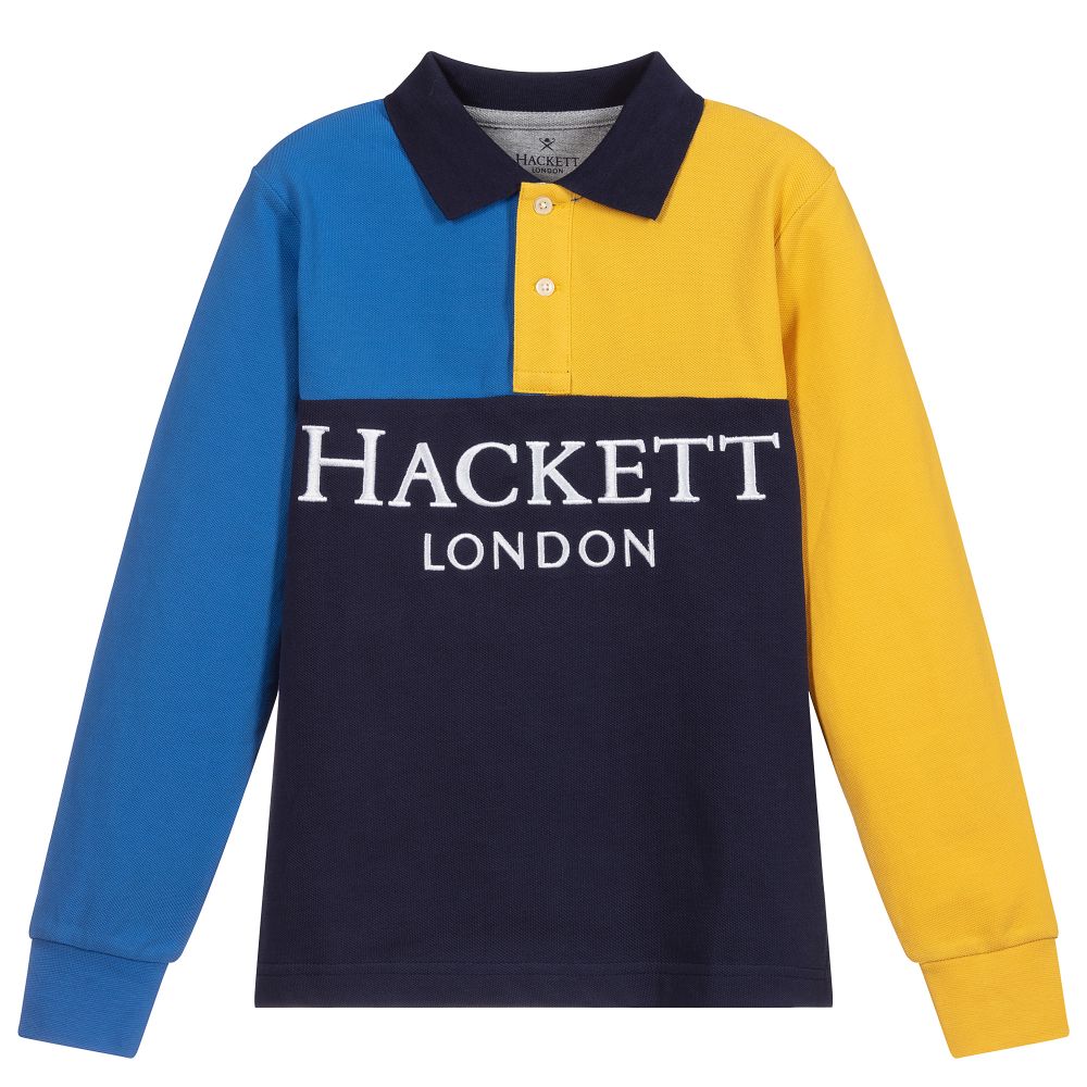 Hackett London - Blue, Grey & Yellow Polo Shirt | Childrensalon