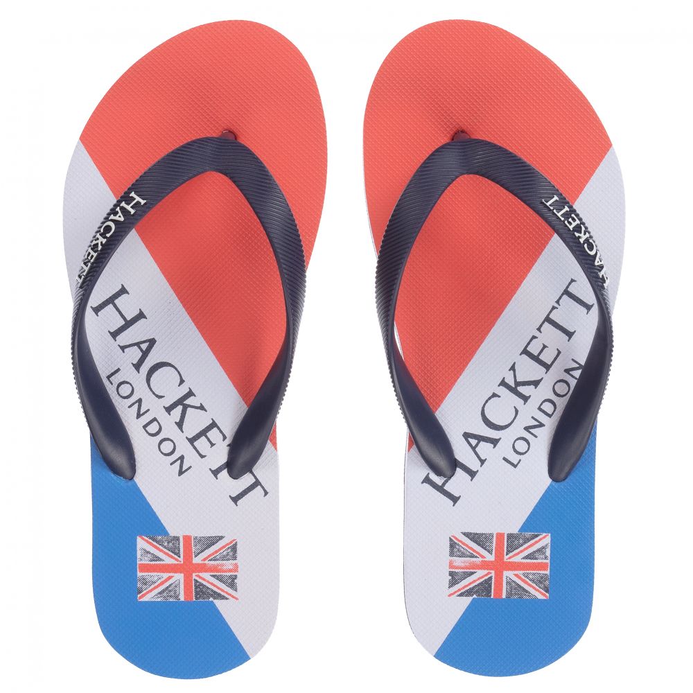 Hackett London - Blue & Red Logo Flip-Flops | Childrensalon