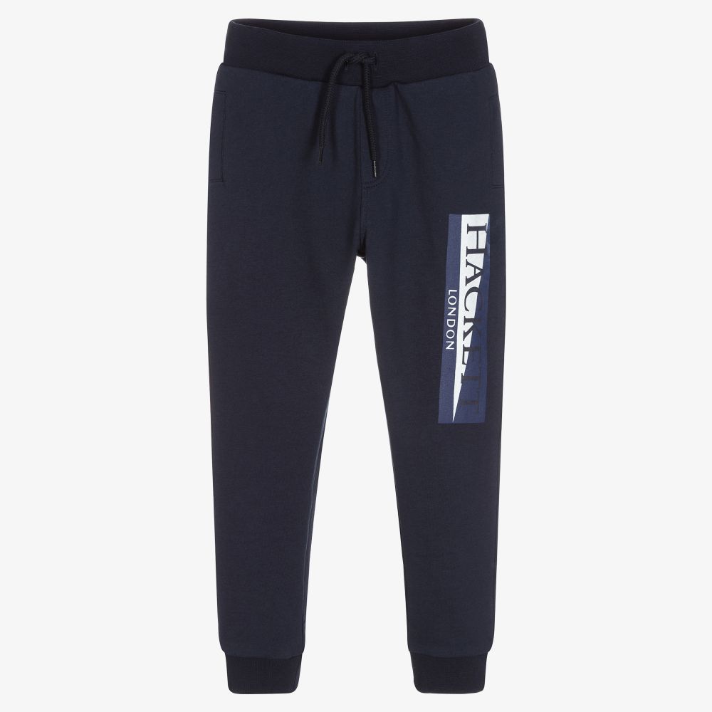 Hackett London-Boys Blue Cotton Logo Joggers | Childrensalon Outlet