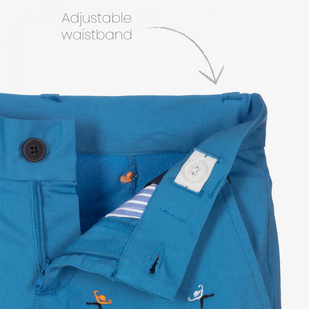 Hackett London-Boys Blue Cotton Logo Shorts | Childrensalon Outlet