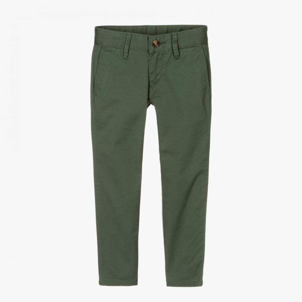 Hackett London-بنطلون تشينو قطن تويل لون أخضر للأولاد | Childrensalon Outlet