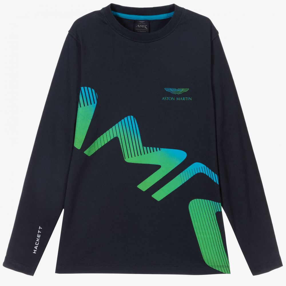 Hackett Aston Martin Racing - Haut bleu marine en coton AMR Garçon | Childrensalon