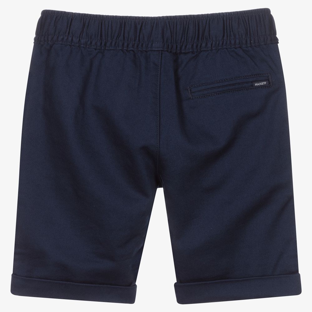 Hackett London-Boys Navy Blue Cotton Shorts  | Childrensalon Outlet