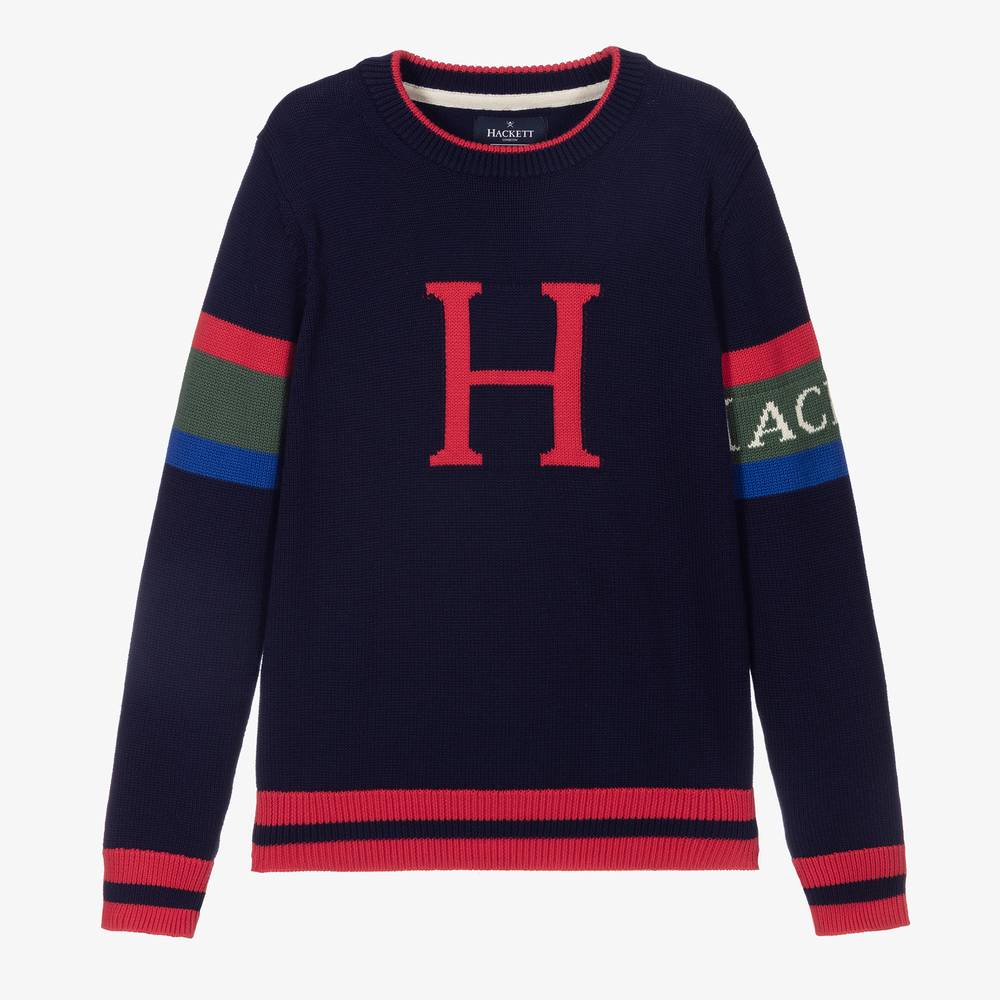 Hackett London - Boys Navy Blue Logo Sweater | Childrensalon
