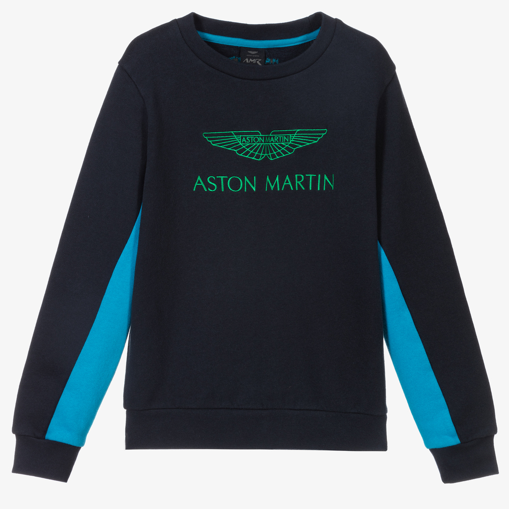 Hackett Aston Martin Racing - سويتشيرت قطن جيرسي لون كحلي للأولاد | Childrensalon