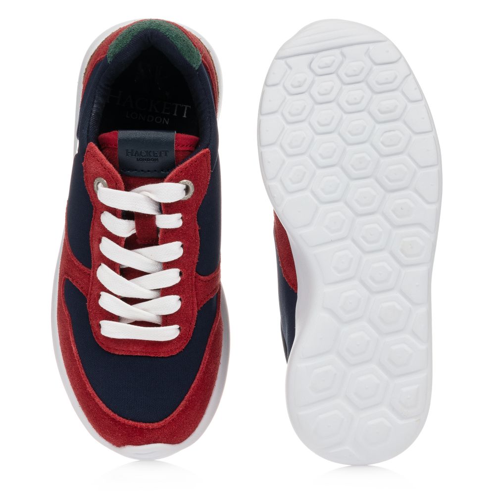 Hackett London Boys Red Blue Trainers