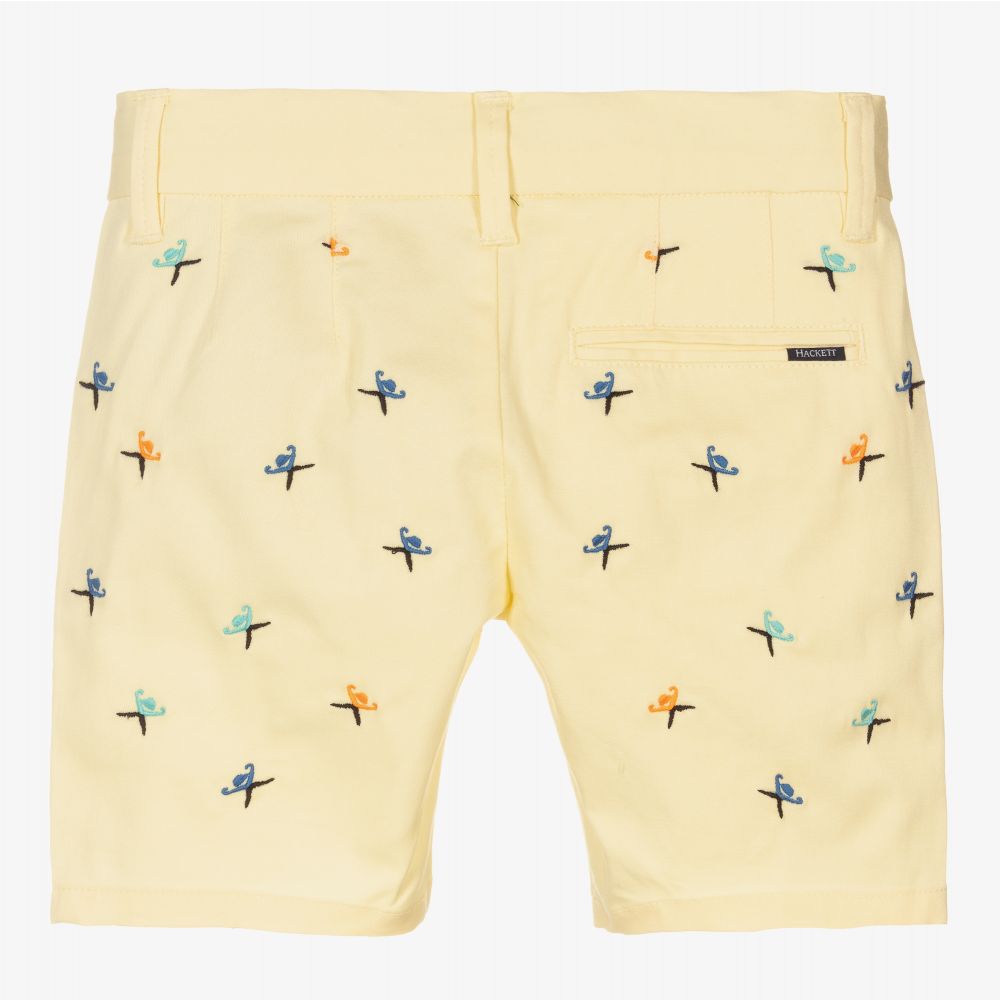 Hackett London-Boys Yellow Cotton Logo Shorts | Childrensalon Outlet