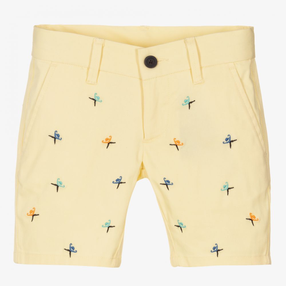 Hackett London - Boys Yellow Cotton Logo Shorts | Childrensalon