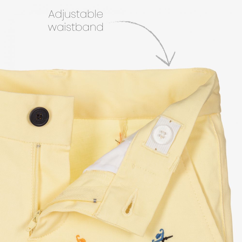 Hackett London-Boys Yellow Cotton Logo Shorts | Childrensalon Outlet