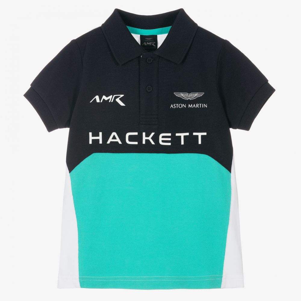 Hackett Aston Martin Racing - Baumwoll-Poloshirt in Blockfarben | Childrensalon