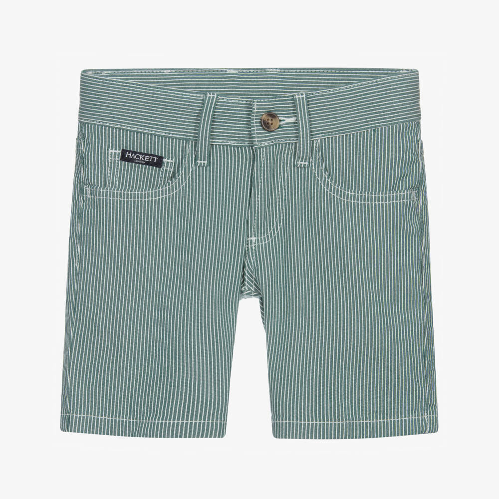 Hackett London-Green Striped Cotton Shorts | Childrensalon Outlet