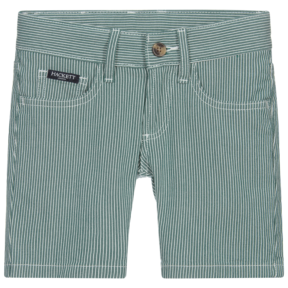 Hackett London - Green Striped Cotton Shorts | Childrensalon
