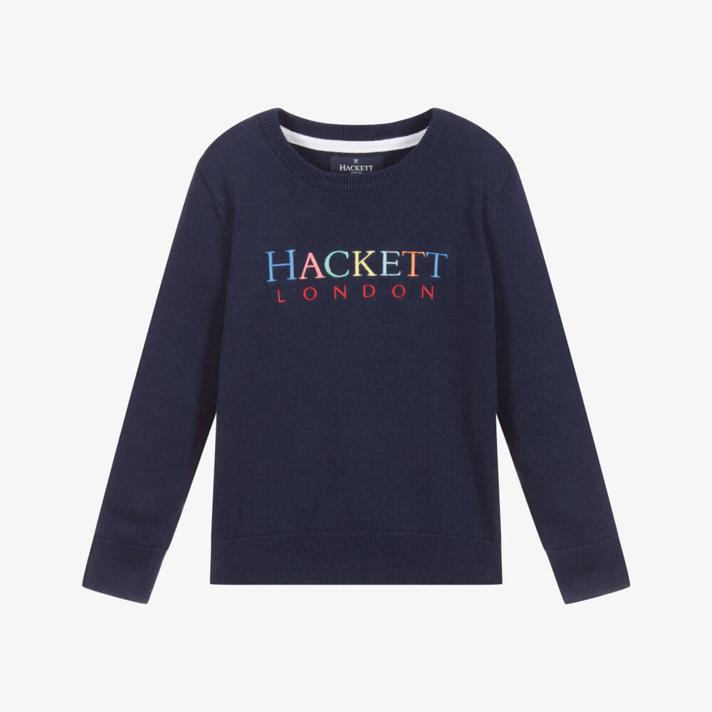 Hackett London-Navy Blue cotton Logo Sweater | Childrensalon Outlet