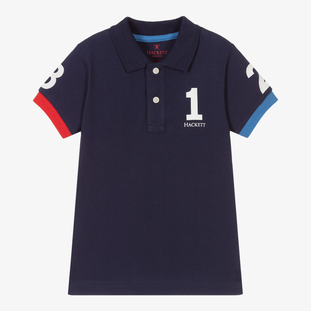 Hackett London - Navy Blue Cotton Polo Shirt | Childrensalon
