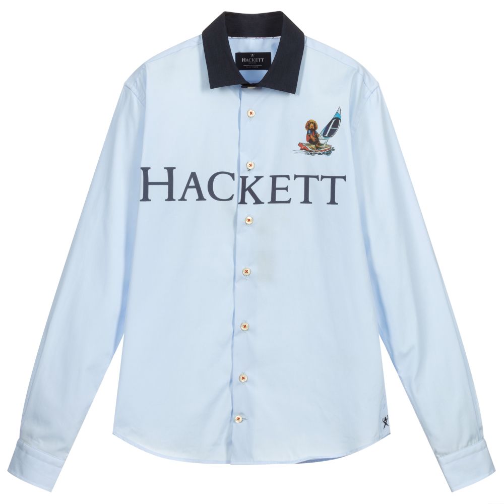 Hackett London - قميص تينز ولادي قطن بوبلين لون أزرق | Childrensalon