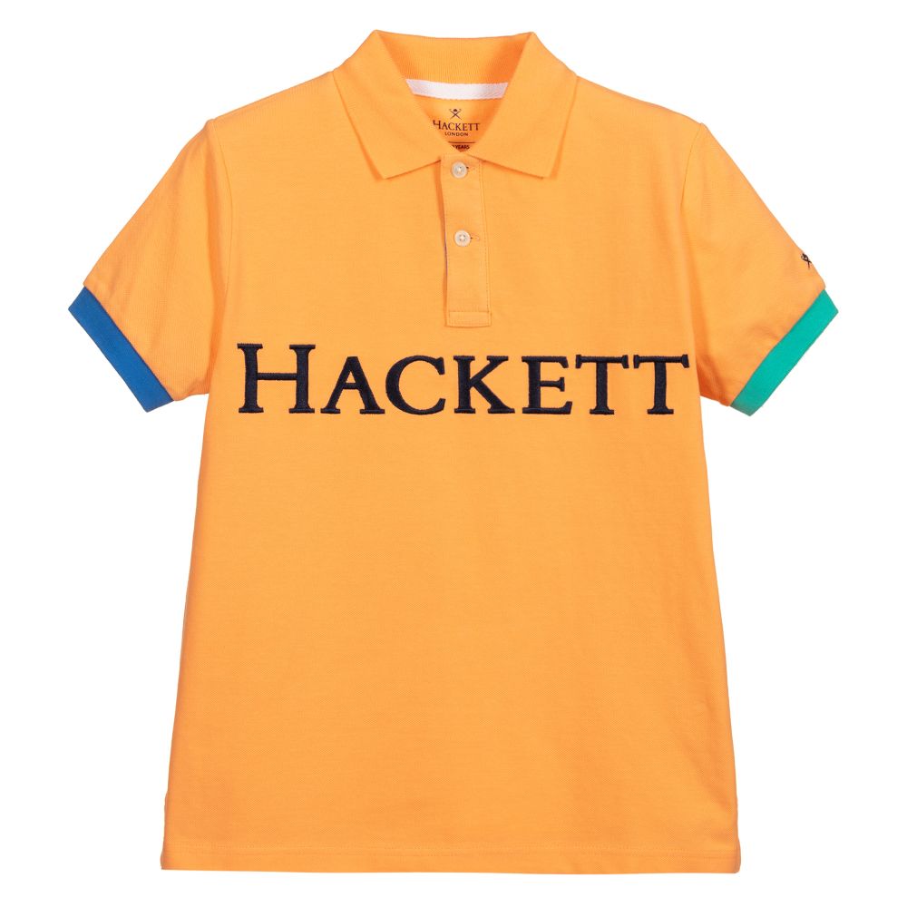 Hackett London - توب بولو قطن بيكيه لون برتفالي  | Childrensalon