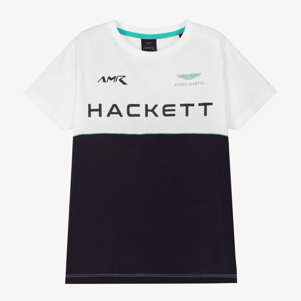 Hackett Aston Martin Racing - White & Blue Cotton T-Shirt | Childrensalon