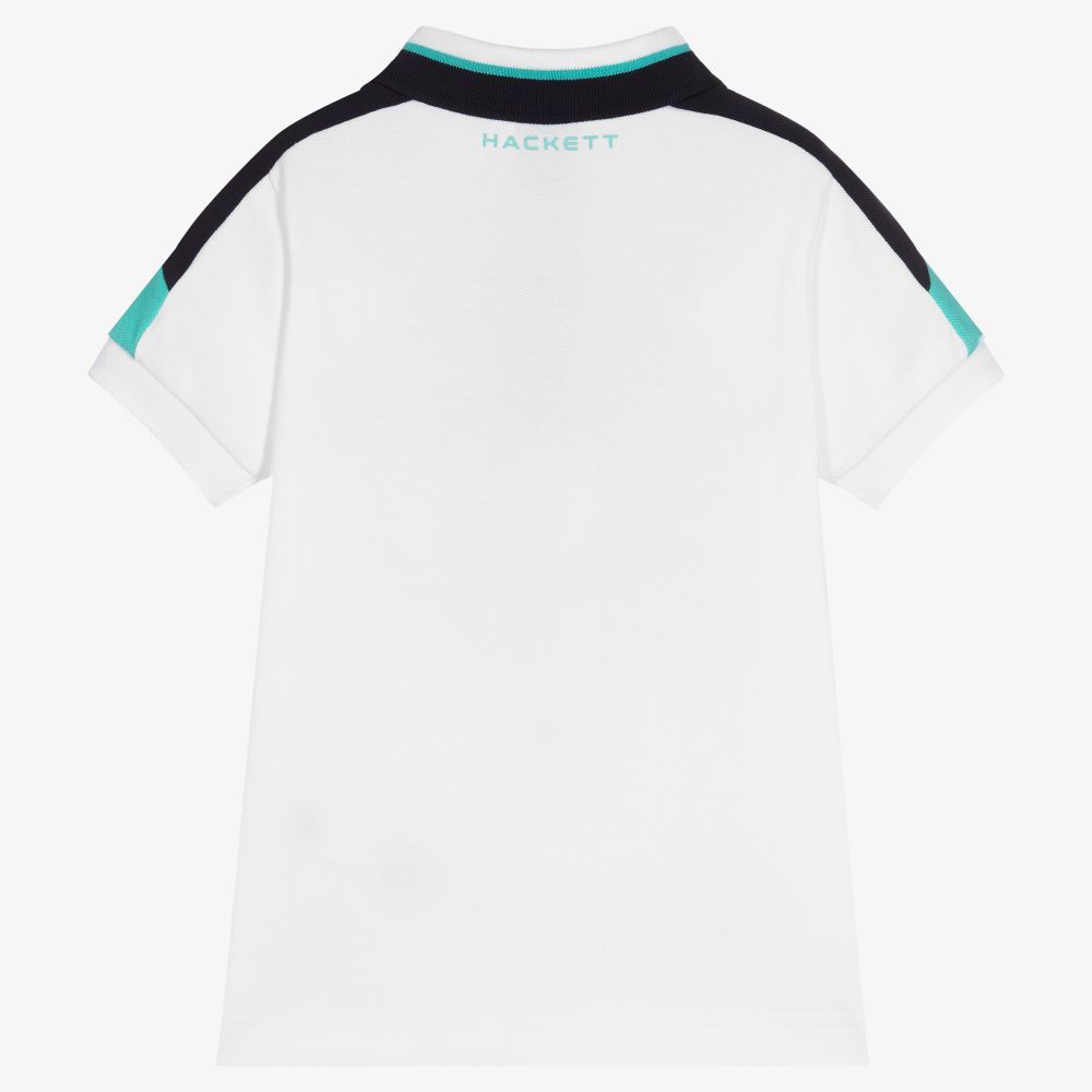 Hackett Aston Martin Racing-White Cotton Logo Polo Shirt | Childrensalon Outlet