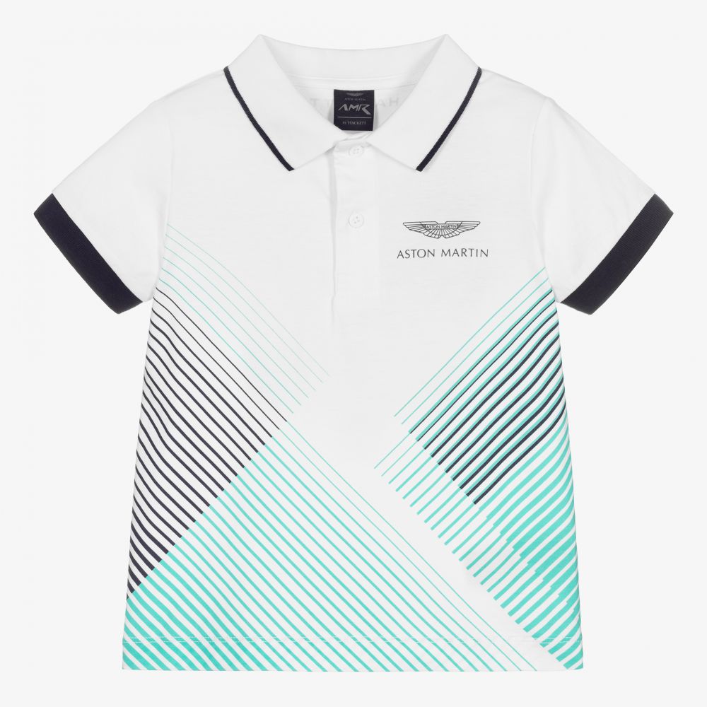Hackett Aston Martin Racing - White Cotton Logo Polo Shirt | Childrensalon