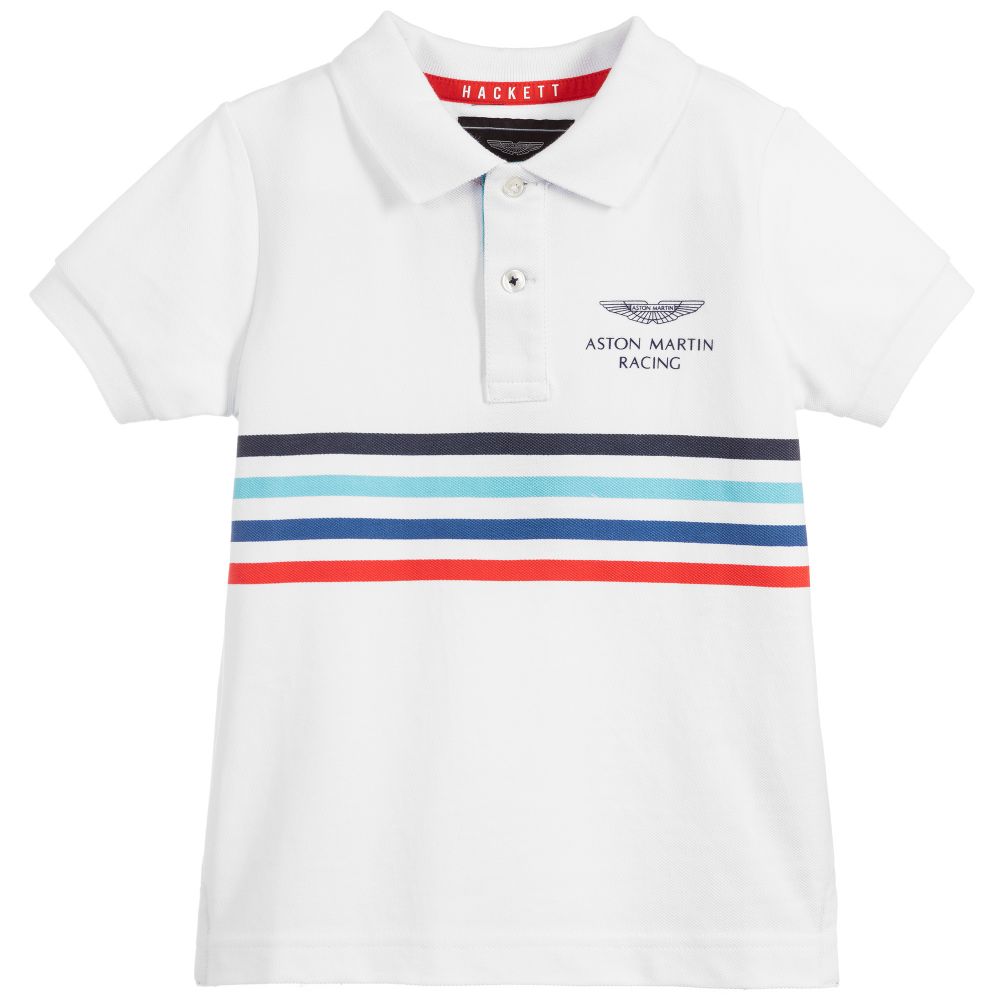 Hackett London White Cotton Pique Polo Shirt Childrensalon Outlet