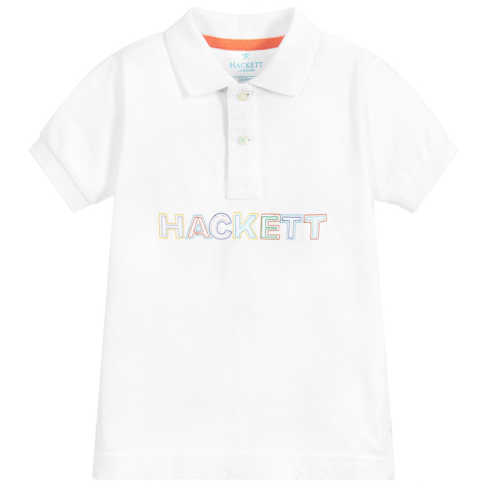 Hackett Лондон-White Cotton Piqué Polo Shirt | Childrensalon Outlet