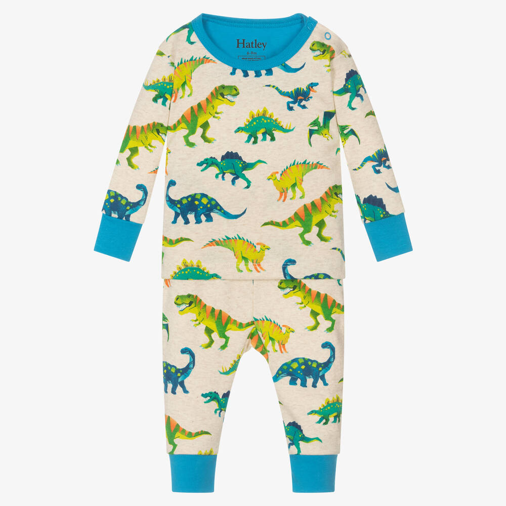 Hatley - Beiger Dino-Schlafanzug für Babys | Childrensalon