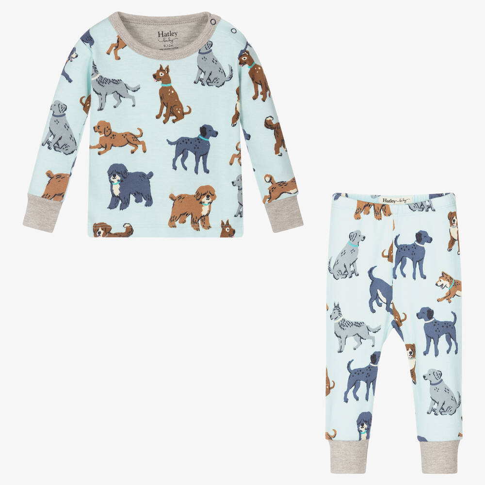 هاتلي-بيجاما قطن عضوي لون أزرق أكوا للمواليد | Childrensalon Outlet