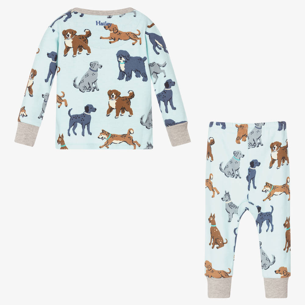 هاتلي-بيجاما قطن عضوي لون أزرق أكوا للمواليد | Childrensalon Outlet