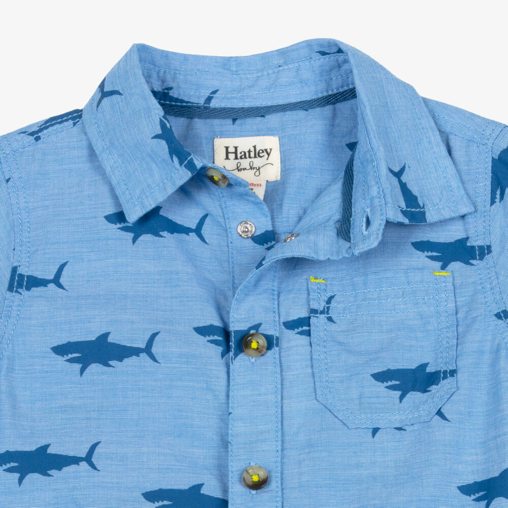 Hatley-Baby Boys Blue Cotton Sharks Shortie | Childrensalon Outlet