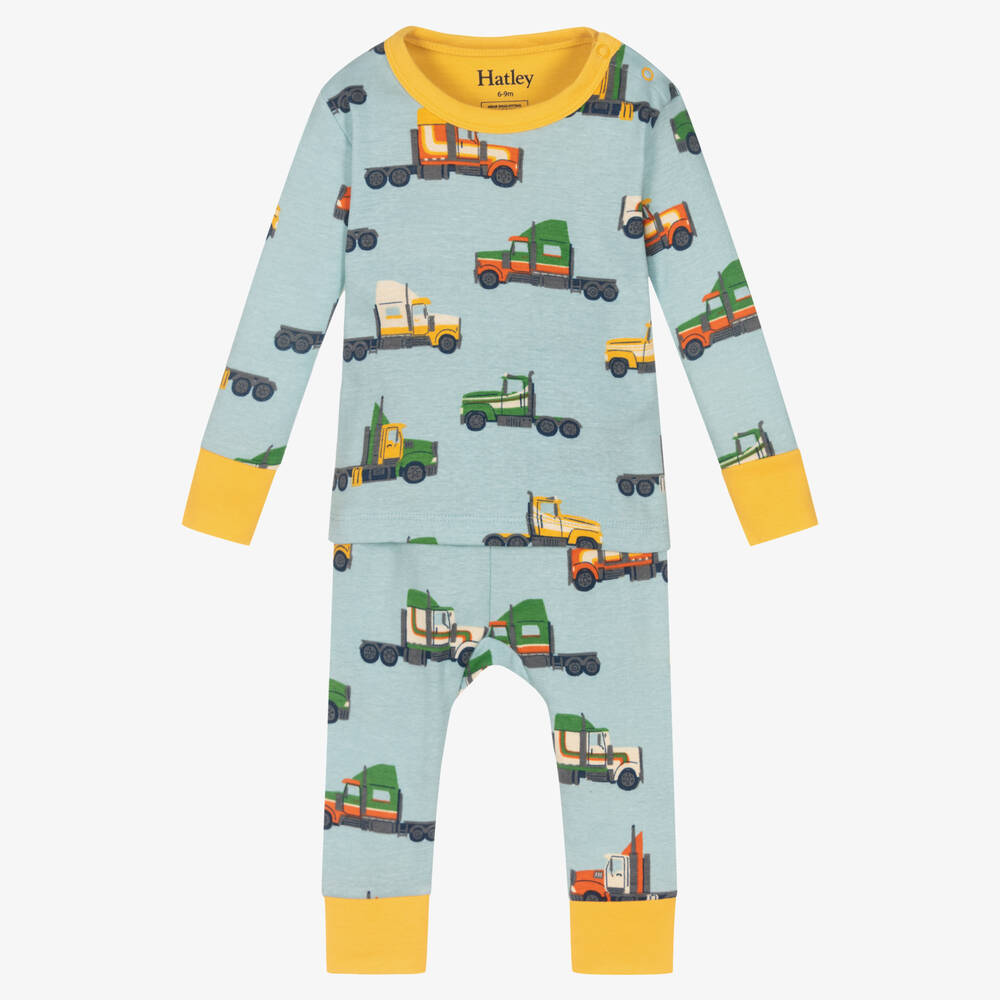 Hatley-Baby Boys Blue Cotton Truck Pyjamas | Childrensalon Outlet