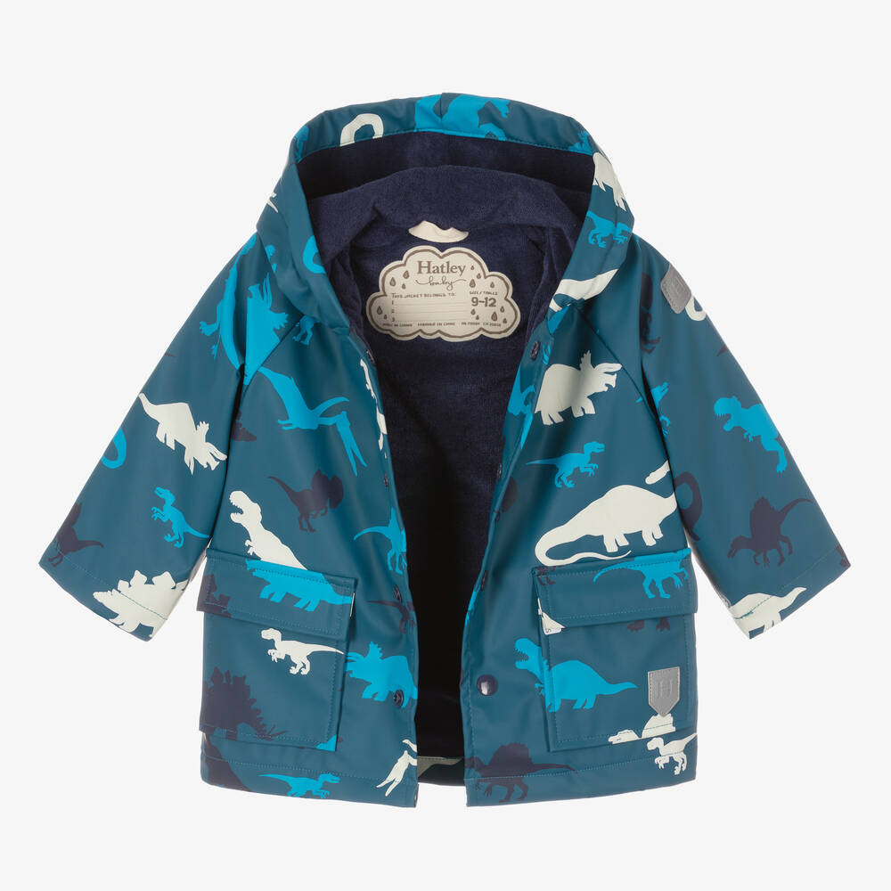 Hatley-Baby Boys Blue Real Dinos Raincoat  | Childrensalon Outlet