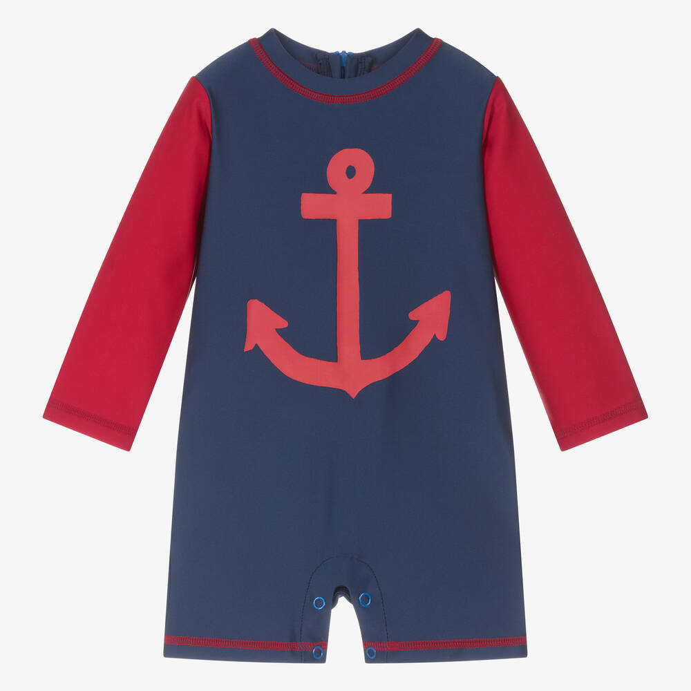 Hatley-Baby Boys Blue & Red Sun Suit (UPF50+) | Childrensalon Outlet
