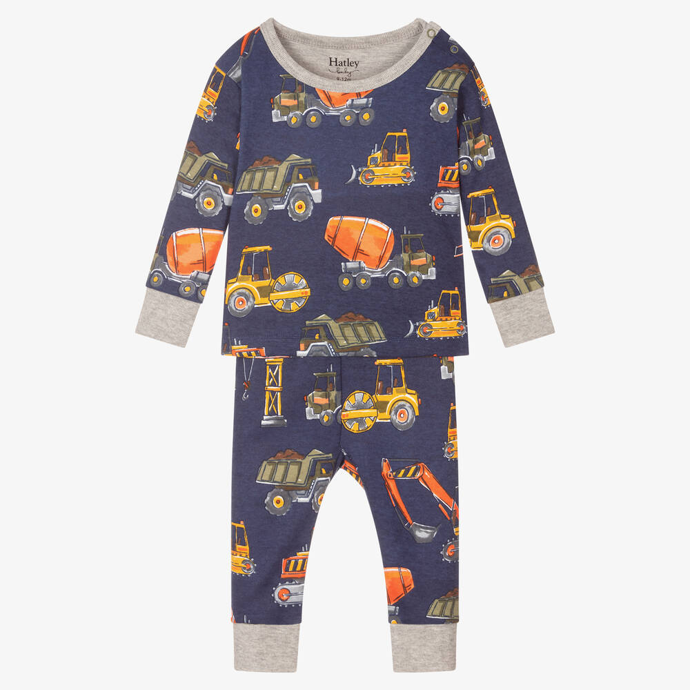 Hatley - Blauer LKW-Schlafanzug (Baby J) | Childrensalon