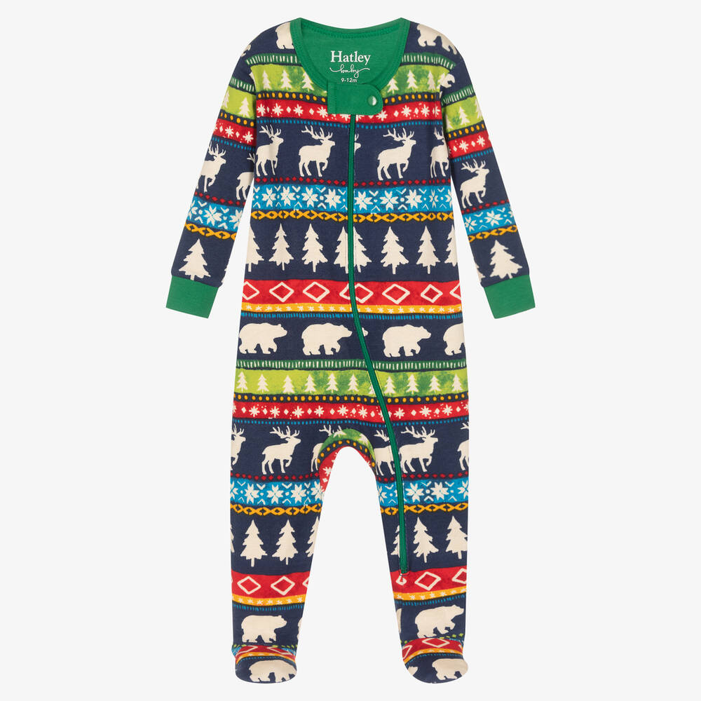 Hatley - Baby Boys Painted Fair Isle Babygrow | Childrensalon