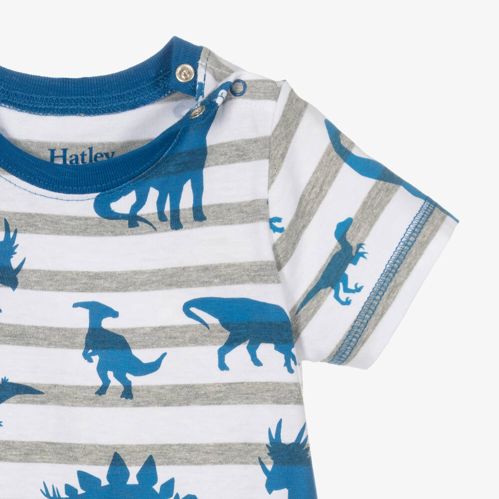 Hatley-Baby Boys Striped Dino Shortie | Childrensalon Outlet