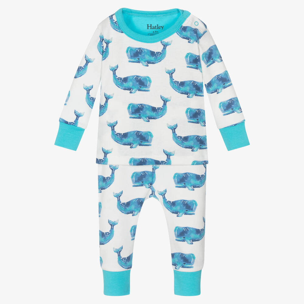 Hatley - Baby Boys White Whale Pyjamas | Childrensalon