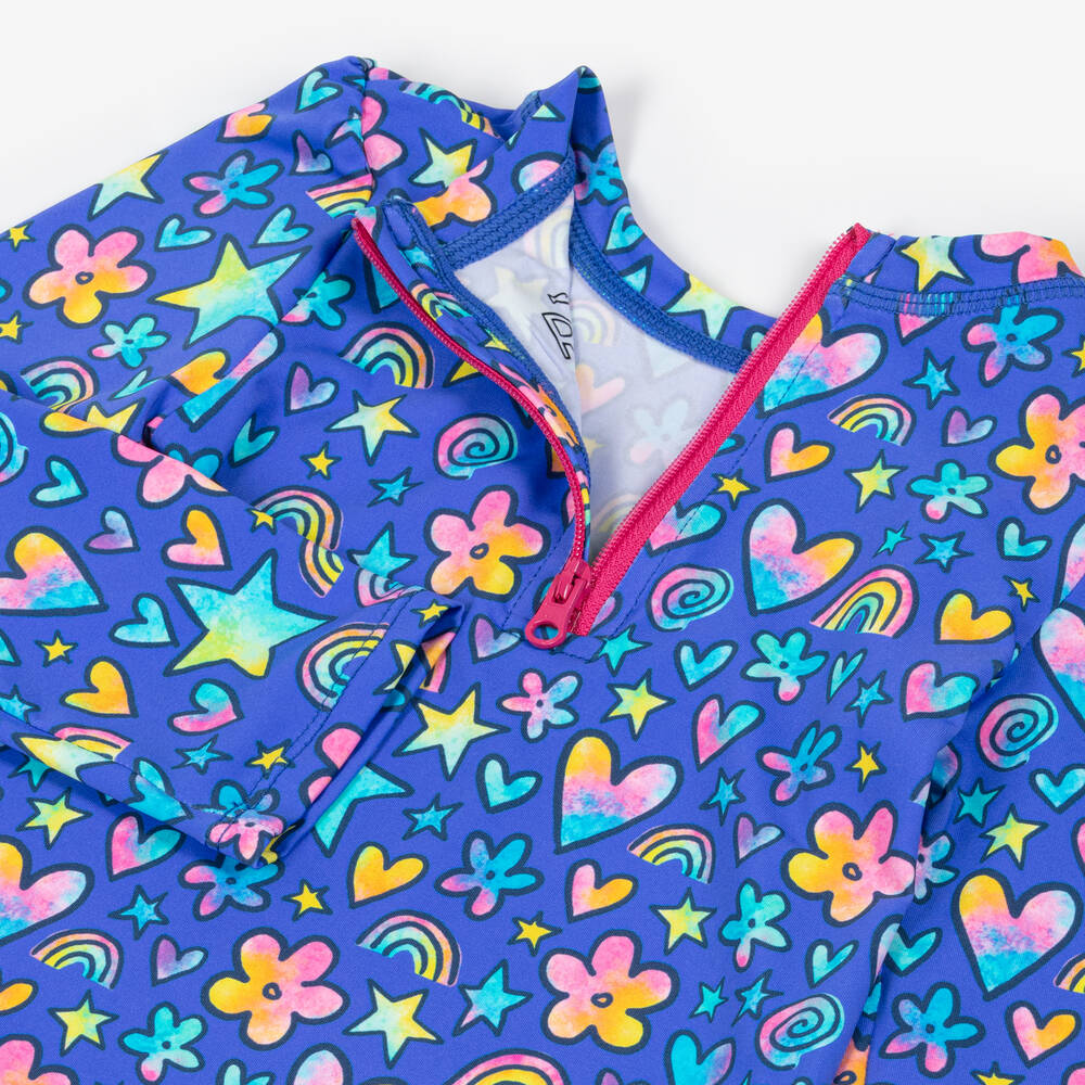 Hatley-Baby Girls Blue Doodles Swimsuit (UPF50+) | Childrensalon Outlet