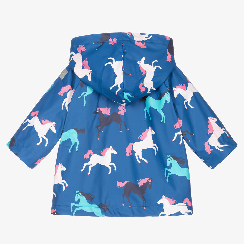 Hatley-Baby Girls Blue Horse Raincoat | Childrensalon Outlet