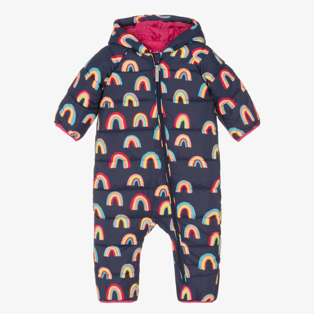 Hatley - Baby Girls Blue Rainbow Snowsuit | Childrensalon