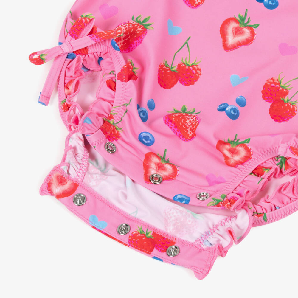 Hatley-Baby Girls Pink Berries Long-Sleeved Swimsuit (UPF50+) | Childrensalon Outlet