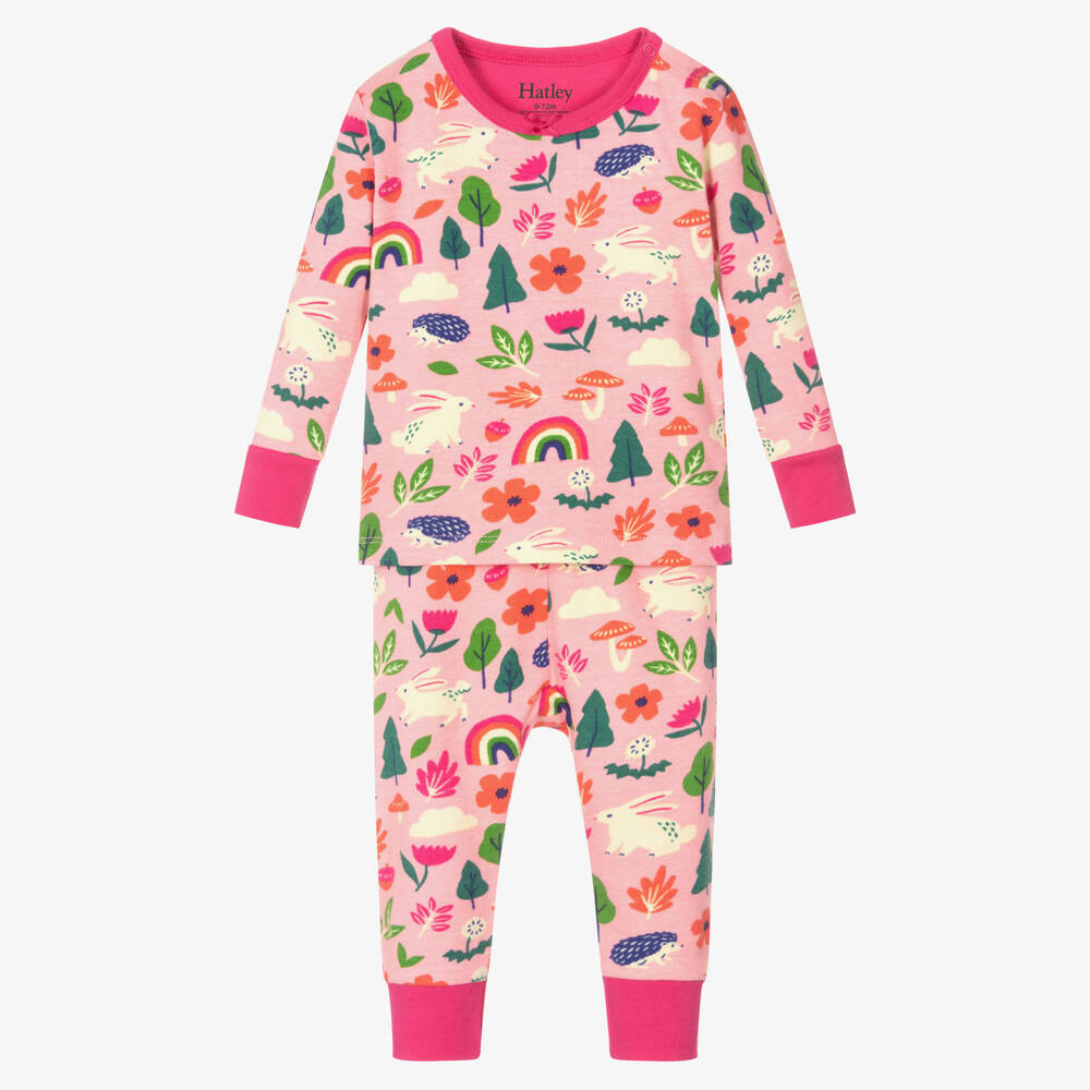 Hatley - Baby Girls Pink Cotton Pyjamas | Childrensalon