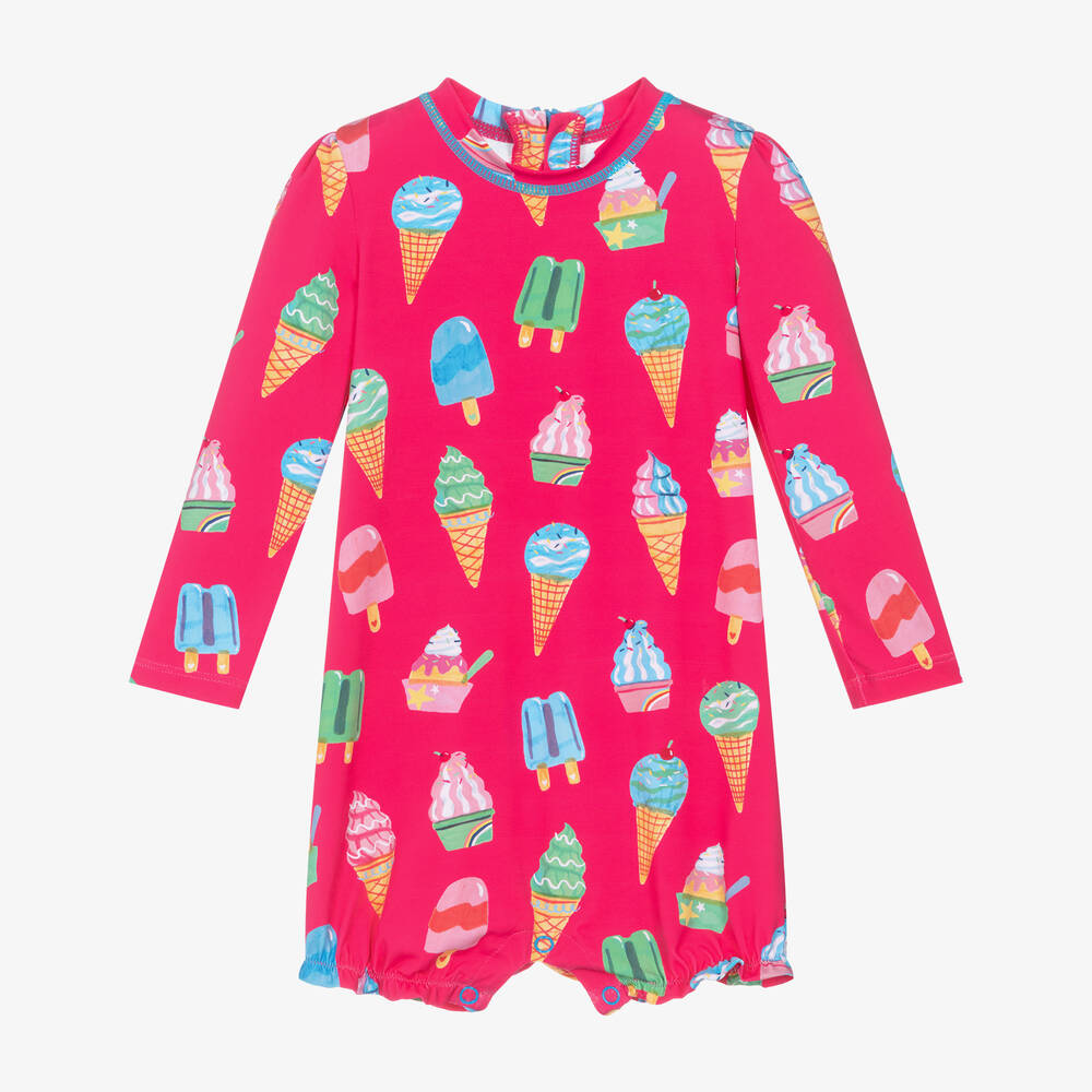 Hatley-بدلة واقية من الشمس لون زهري للمولودات | Childrensalon Outlet