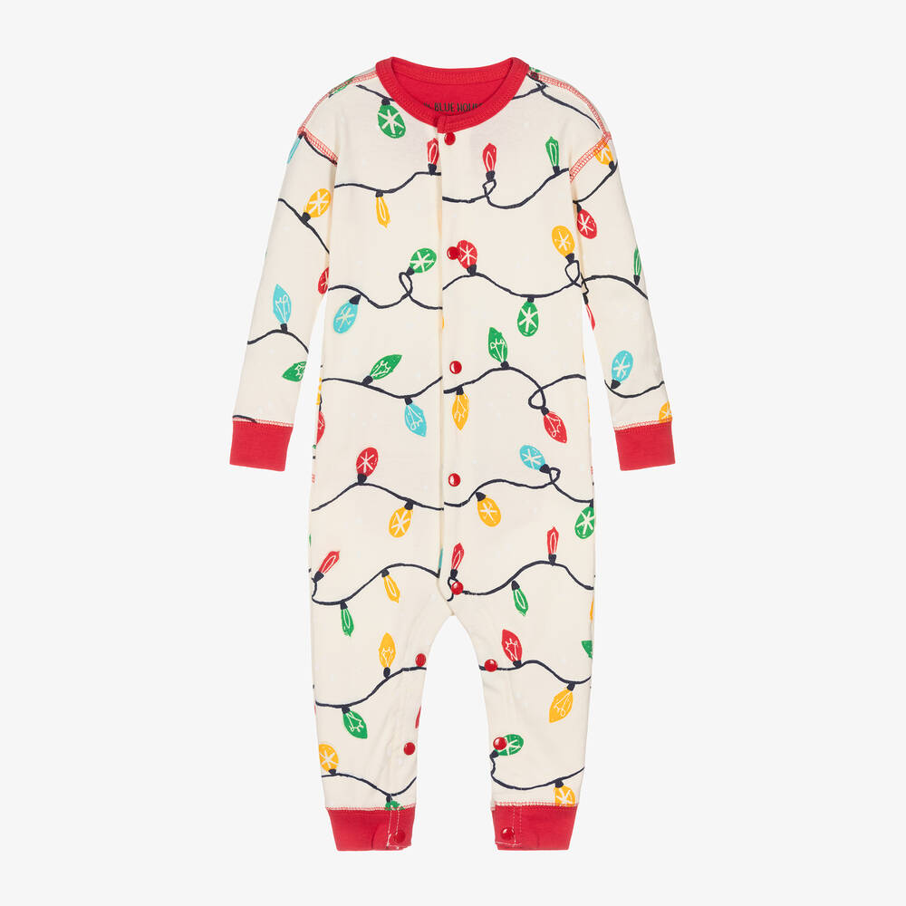 Hatley-Baby Ivory Cotton Lights Pyjama Onesie | Childrensalon Outlet