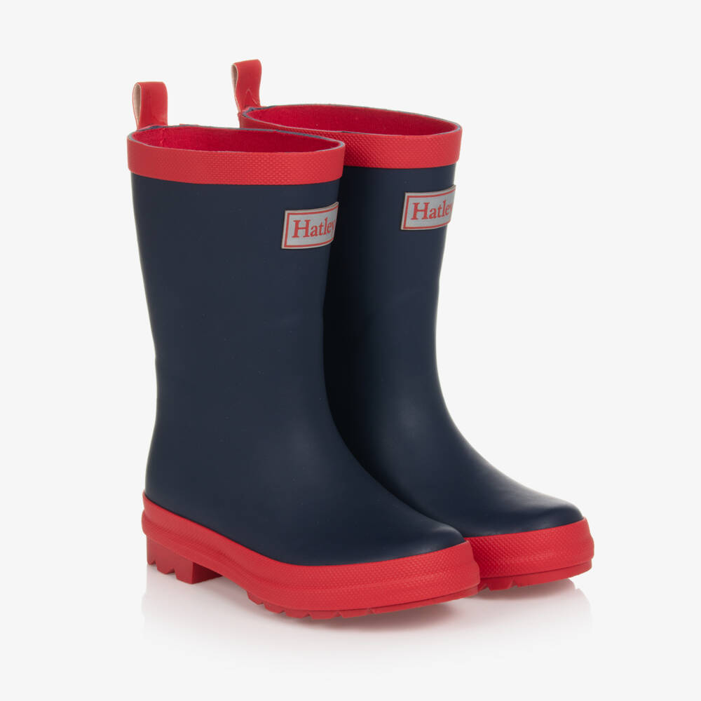 Hatley-Blue and Red Kids Rain Boots | Childrensalon Outlet