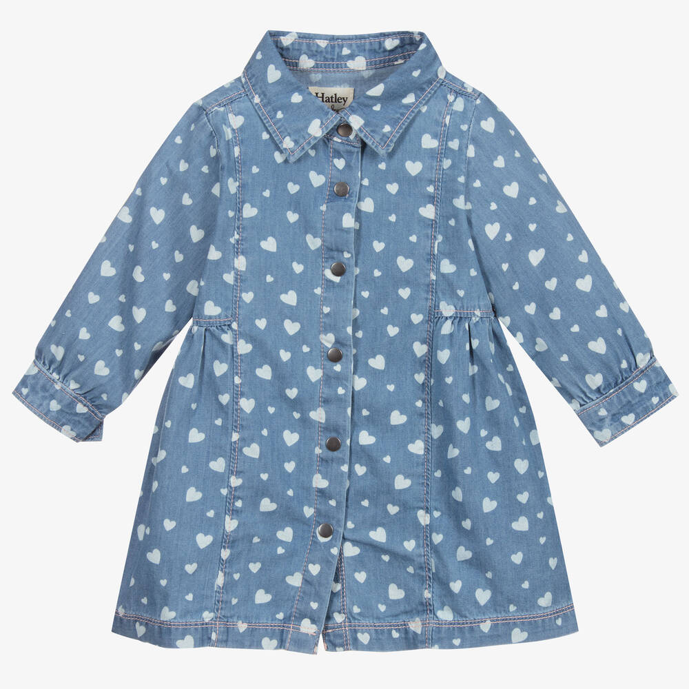 Hatley - Blue Chambray Hearts Dress | Childrensalon