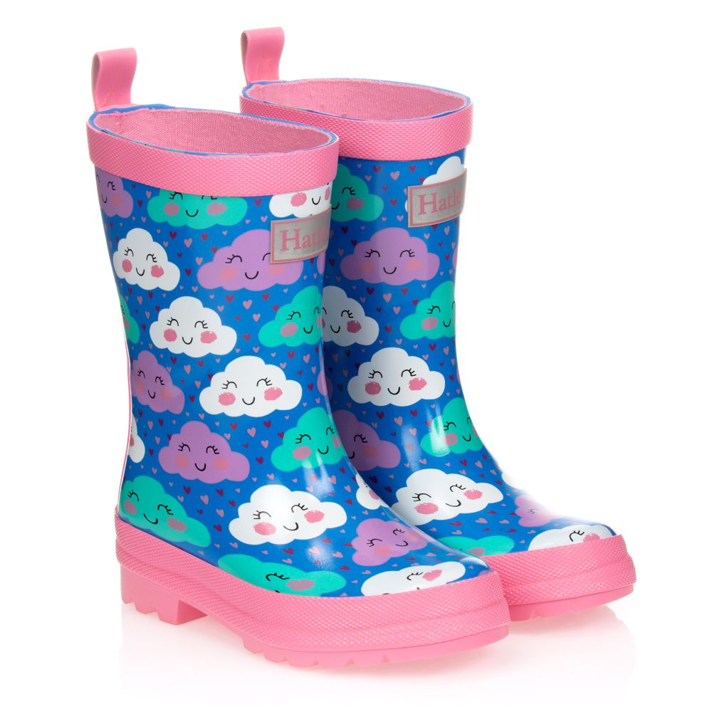 Hatley - بوت واقي من المطر لون أزرق وزهري للبنات | Childrensalon