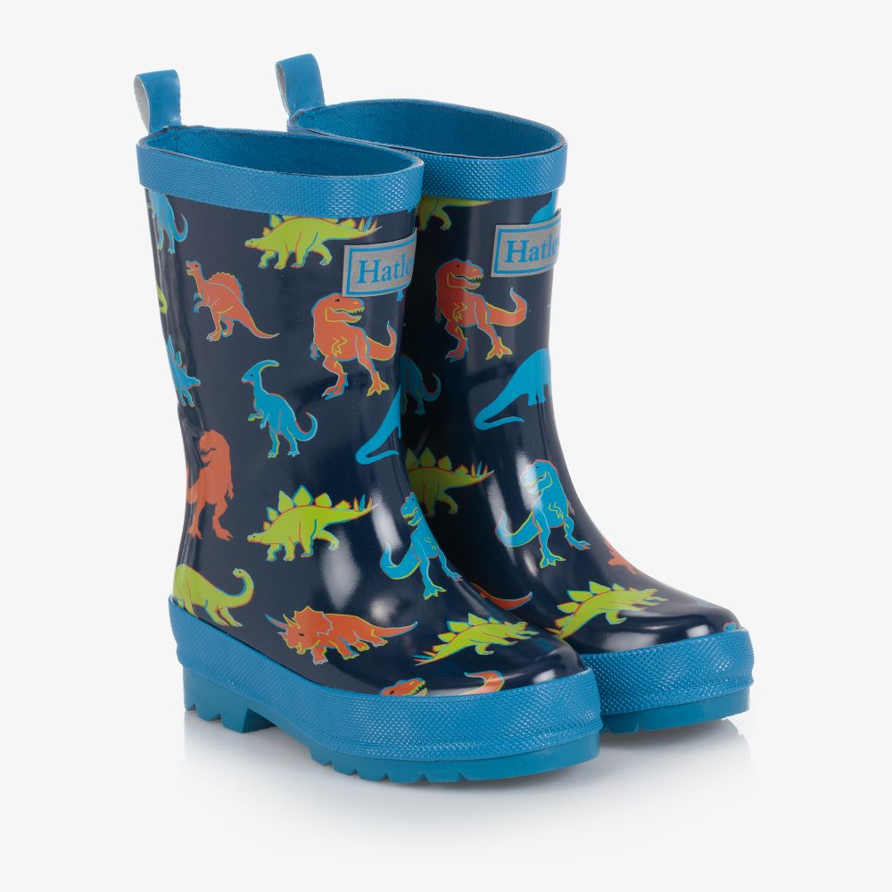 Hatley - Blaue Gummistiefel mit Dinosaurier | Childrensalon