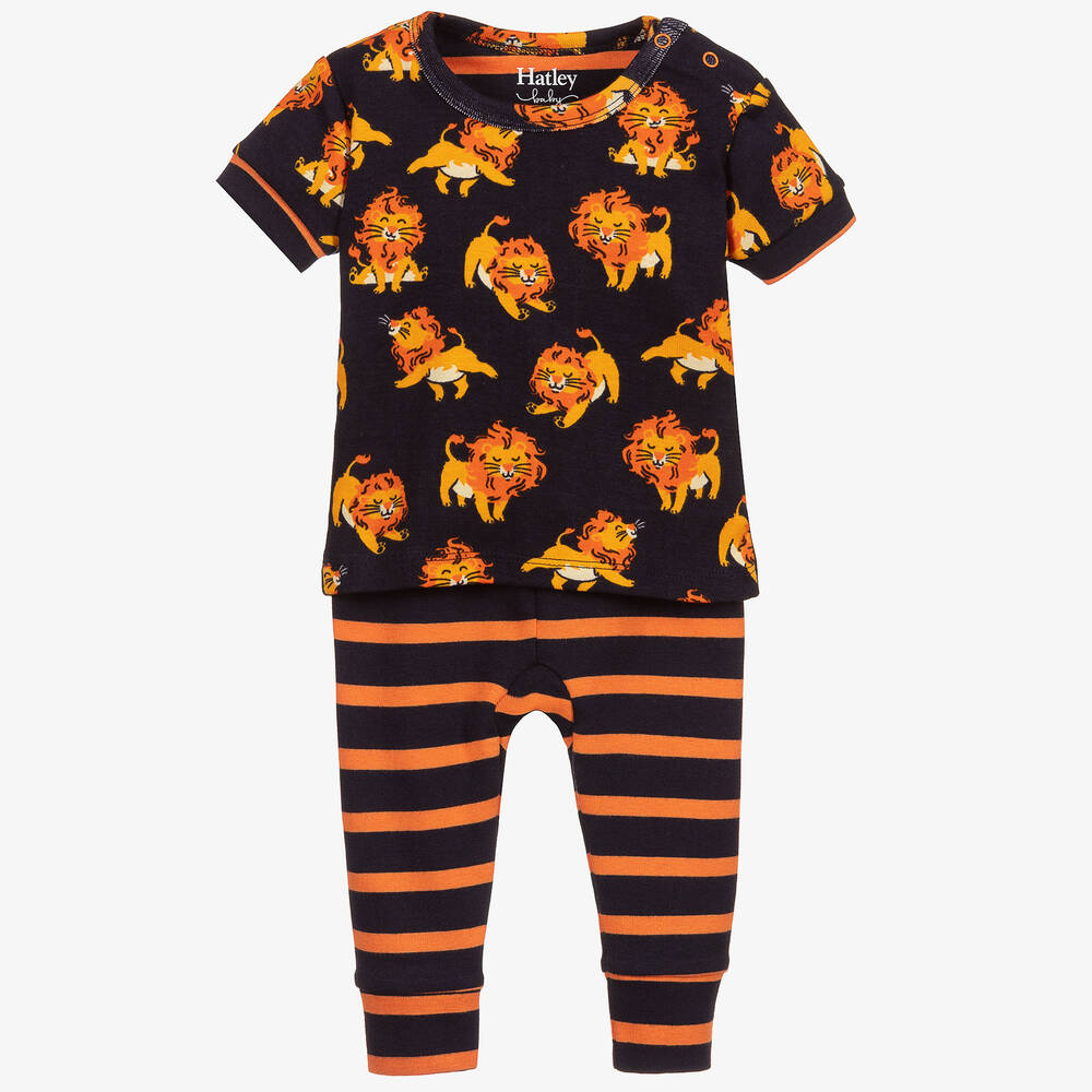 Hatley - Blue & Orange Cotton Pyjamas | Childrensalon