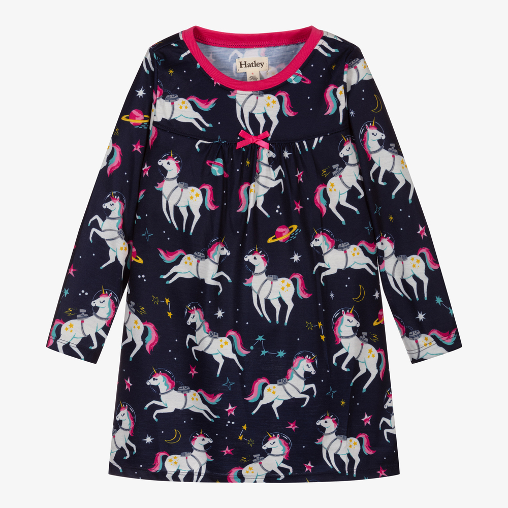 Hatley - قميص نوم جيرسي لون كحلي بطبعة وحيد القرن | Childrensalon